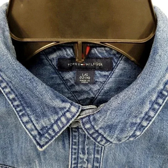 Tommy Hilfiger Boys Button Down Jean Shirt - Picture 7 of 11